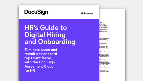 Image of DocuSign’s HR Guide to Digital Hiring and Onboarding.