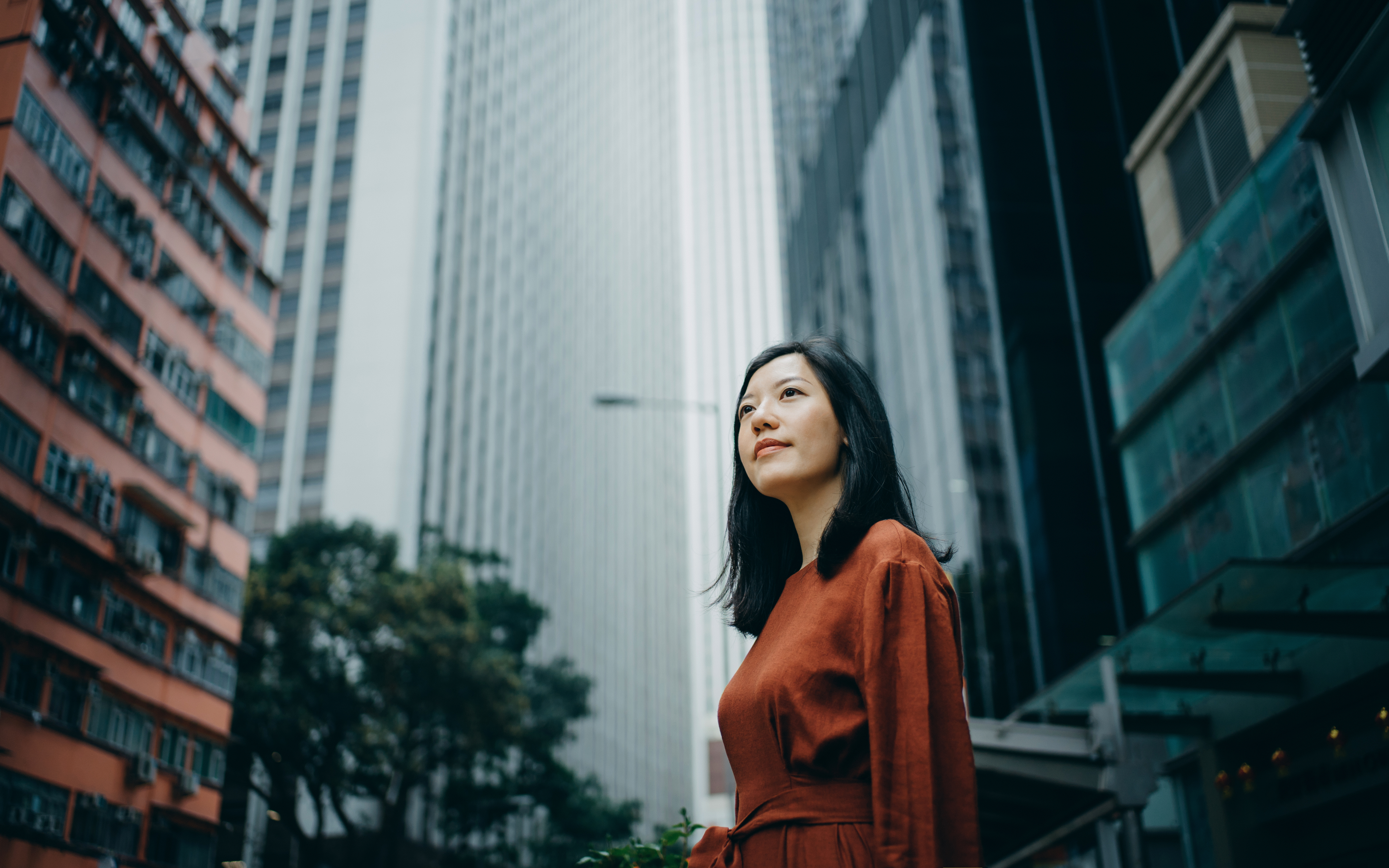 Person on the street in a city