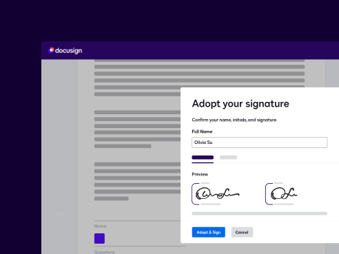 Docusign eSignature product UI